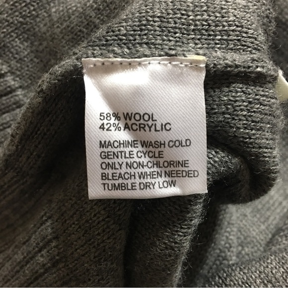 Ann Taylor LOFT Sweater Dress Cowl Neck Gray Wool Blend Med Cinched Short Sleeve - Picture 4 of 4